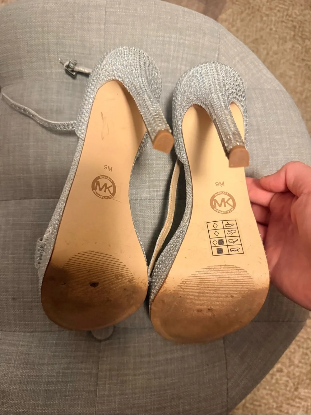 Michael Kors Silver Crystal Platform Sandals
